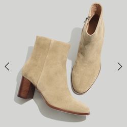 Madewell Mira side–seam zip up ankle boot in suede in walnut shell size 9.5