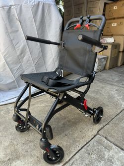 Lightweight Elderly Foldable Transport Wheelchair w/ Handbrakes, Up To 200lbs