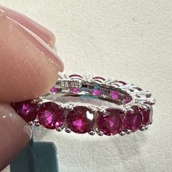 Ruby Red Sterling Silver Ring S925