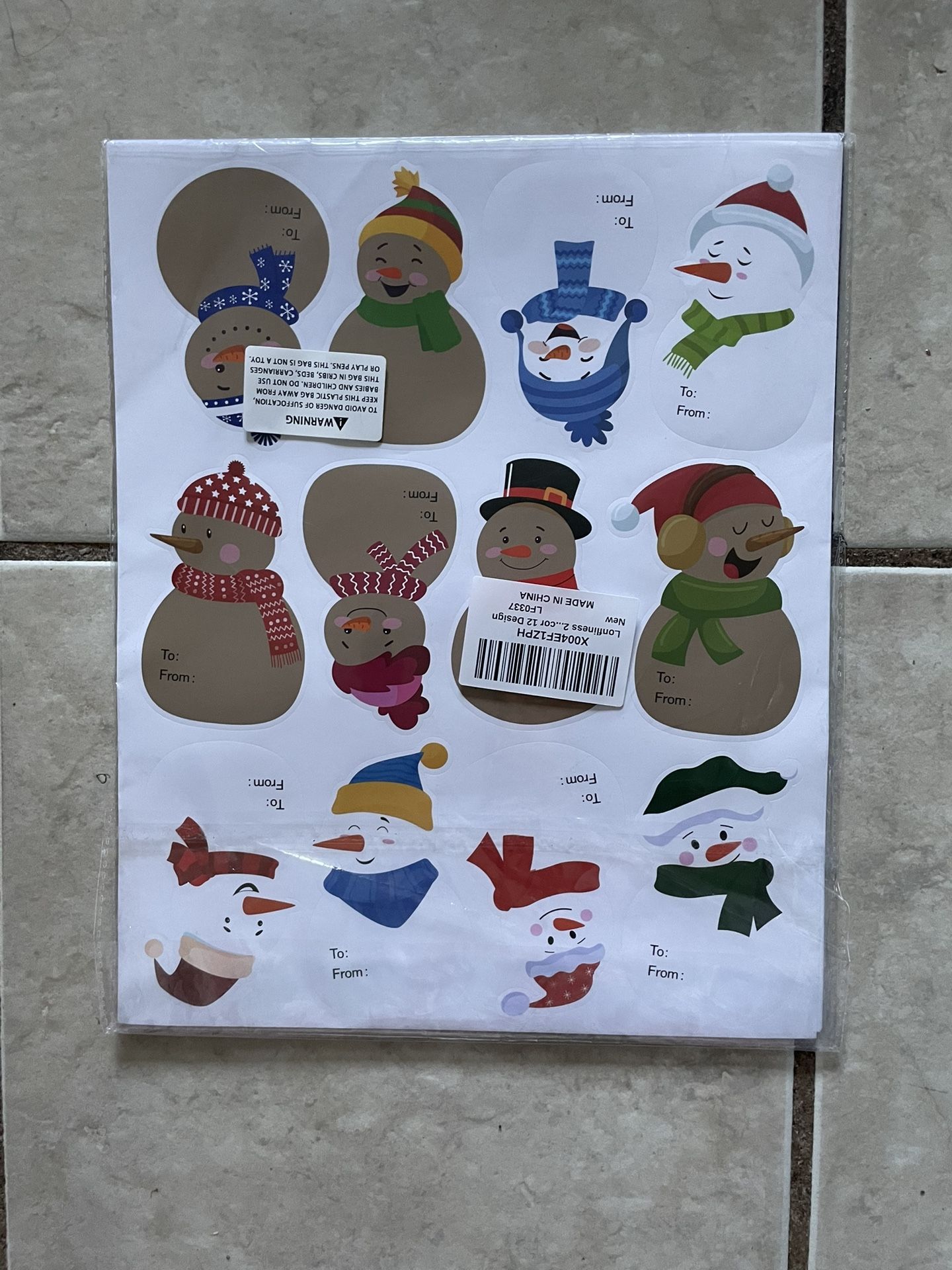 Christmas Snowman Stickers