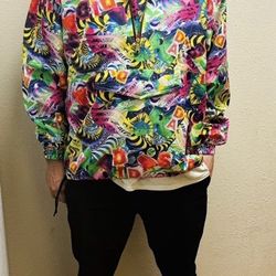 Pristine Like New 1990s Rare Vintage Adidas Parka With Psychedelic Art Pattern Size XL $325 OBO