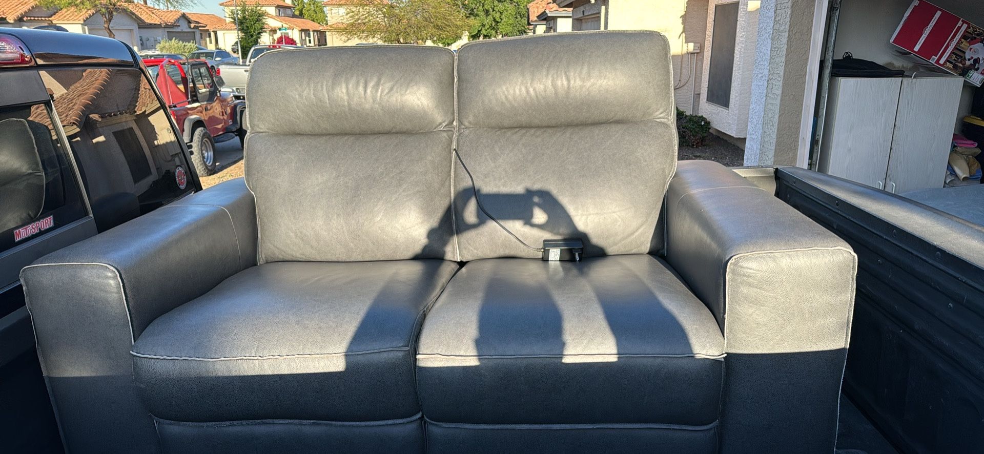 Electric Leather Reclining Loveseat