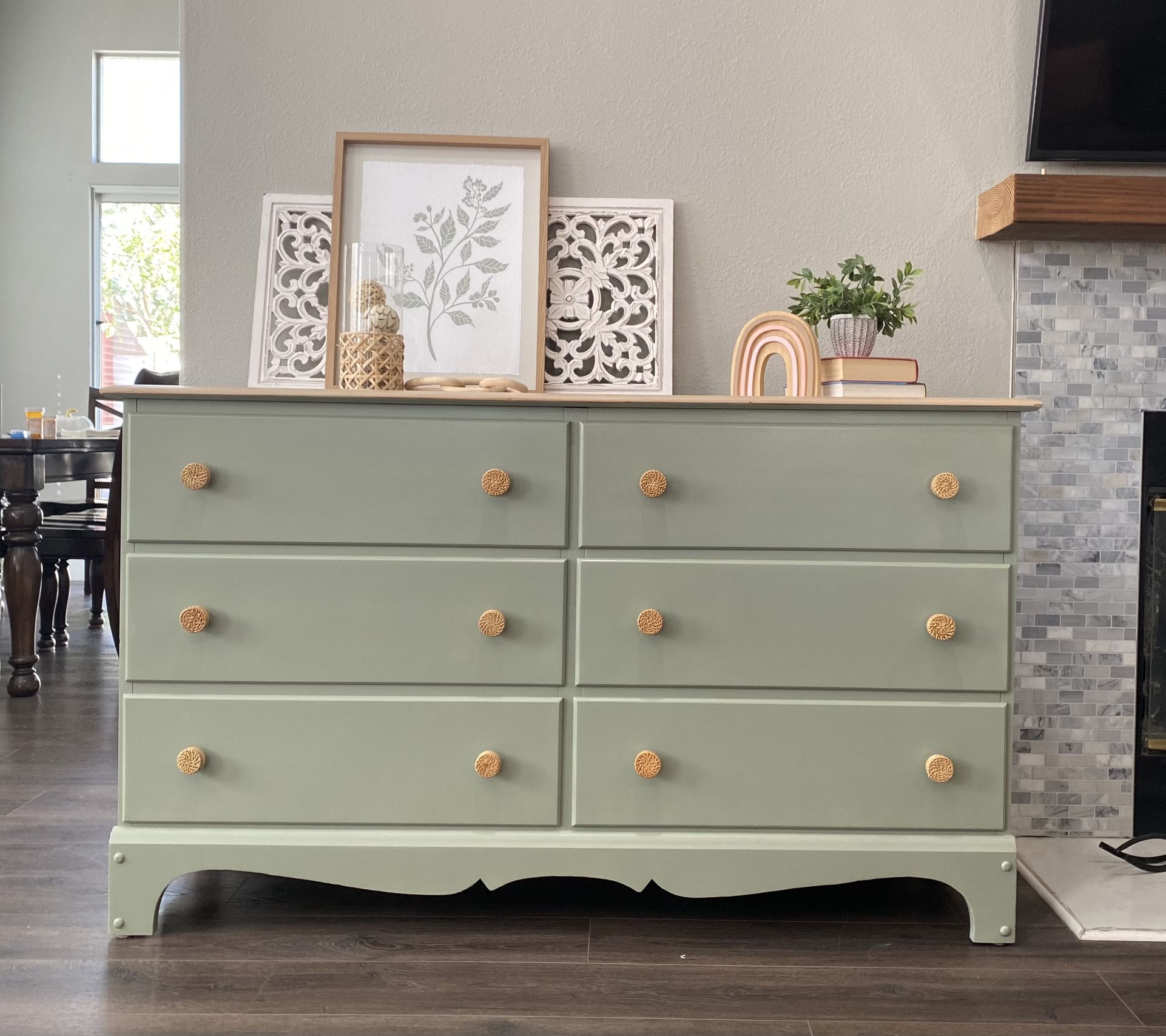 Coastal/Boho Refinished Wood Dresser