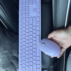 Lilac Keyboard And Wireless Mouse 