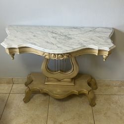 Antique Victorian Marble Top Entry Table / Parlor Table / Sofa Table (ST13)