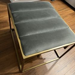 West Elm Ottoman Seat Foot Stool Gray gold