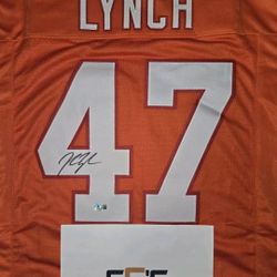 John Lynch Autographed Creamsicle Tampa Bay Buccaneers Jersey Beckett Witnessed 