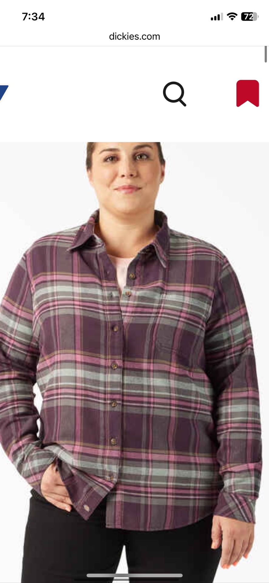 Woman Plus Dickies Flannel 3x Nwt