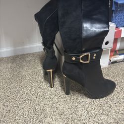 Venus Leather /Suede Knee High Heel Boots