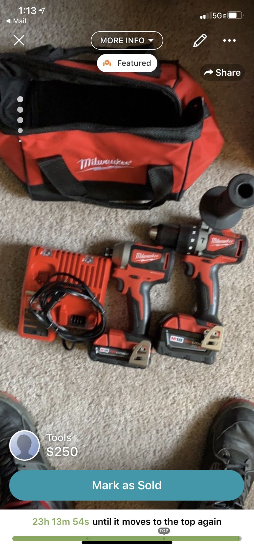 The Milwaukee combo pack of 2 with a hammer and impact drill. Comes with a battery for each drill, one charger, handle for the hammer drill and a Mil