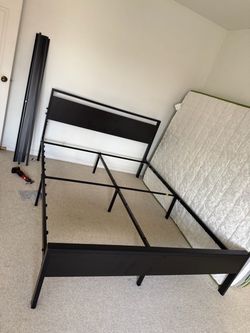 Black Metal Bed Frame with Headboard