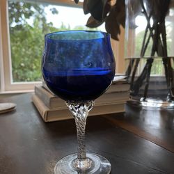 Vintage Blue Glass Set Of 12