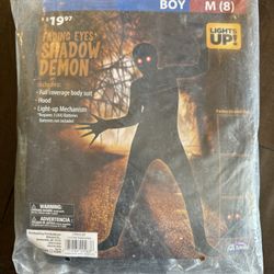 Brand New Halloween Fading Eyes Shadow Demon Full Coverage Costume Bodysuit Kids Size Med (8) 