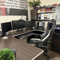  Bestar 65W U-Shaped Executive Desk with Hutch 