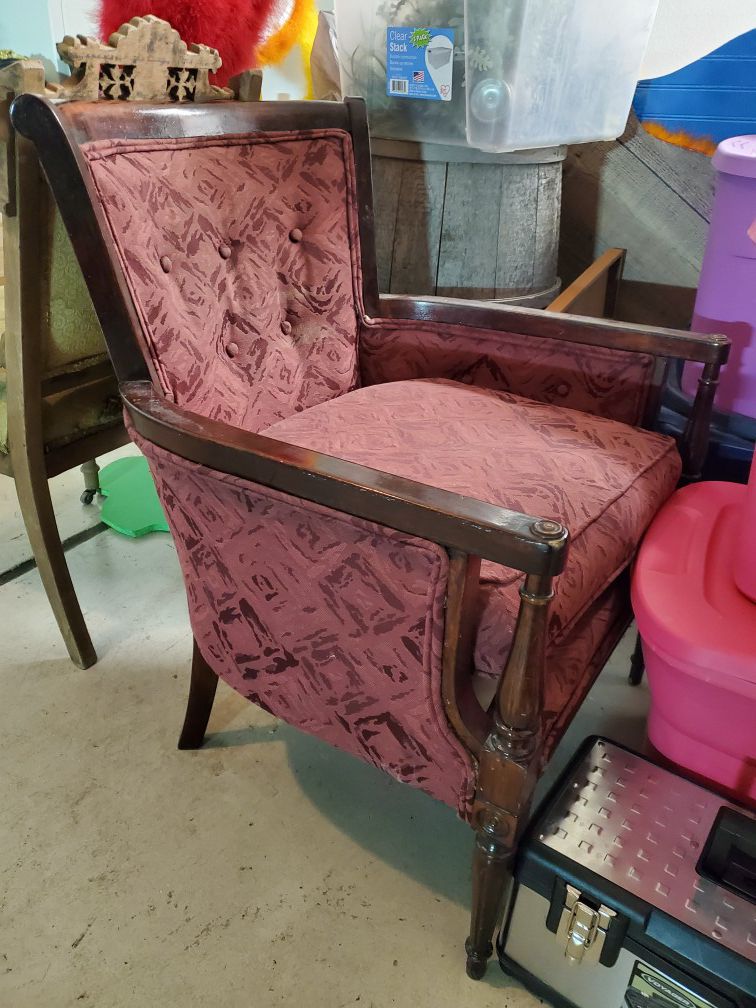 Maroon wingback chair