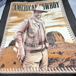 John Wayne American Cowboy Fleece Throw Lap Blanket Wayne Enterprises Western