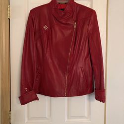 New Women Leather Jacket Red XL (EU Size 54)