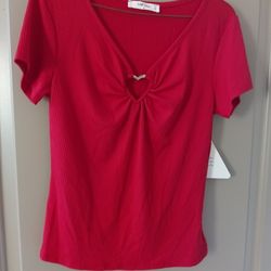 Red  Blouse Short Sleeve