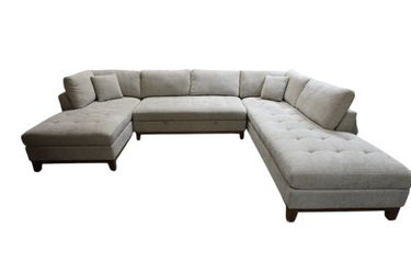 3pc Thomasville Tavish Fabric Sectional Sofa Couch with Storage – Gray