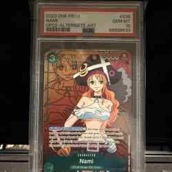 One Piece Nami Alternate Art OP02-36 Paramount War PSA 10
