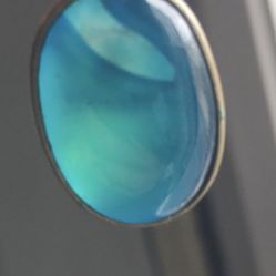 Aqua Blue Agate Set In Silver Pendant 