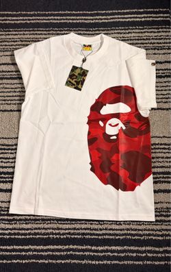 Bape red side head white tee S,L,XL