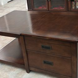 Coffee Table With Drawer On The Side And Top Opening Storage