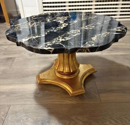 Marble with gilt base small coffee/side table.