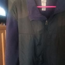 Men's Navy Blue Full Zip Fleece Jacket with Nylon Panal's
