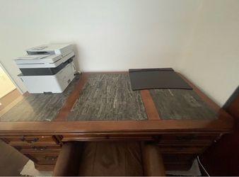Traditional Wood Executive Desk with Stone Top