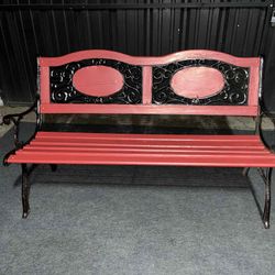 Lightweight Aluminum/Metal/Wood Outdoor Garden Bench w/ Used cushions