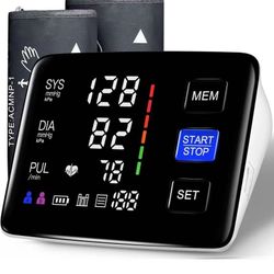 Extra Large Blood Pressure Cuff Upper Arm, LED Color Backlit Screen Automatic Digital Blood Pressure Machine with USB Cable and 4 AAA Batteries