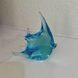 Home Decor/ Collectible Marine Art/ Sculpture , Murano Art Glass Crystal Angelfish
