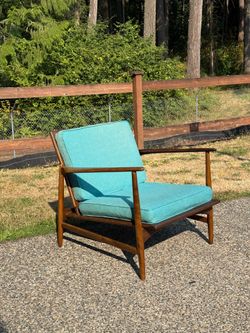 Kofod Larsen for Selig Mid Century Walnut Lounge Chair