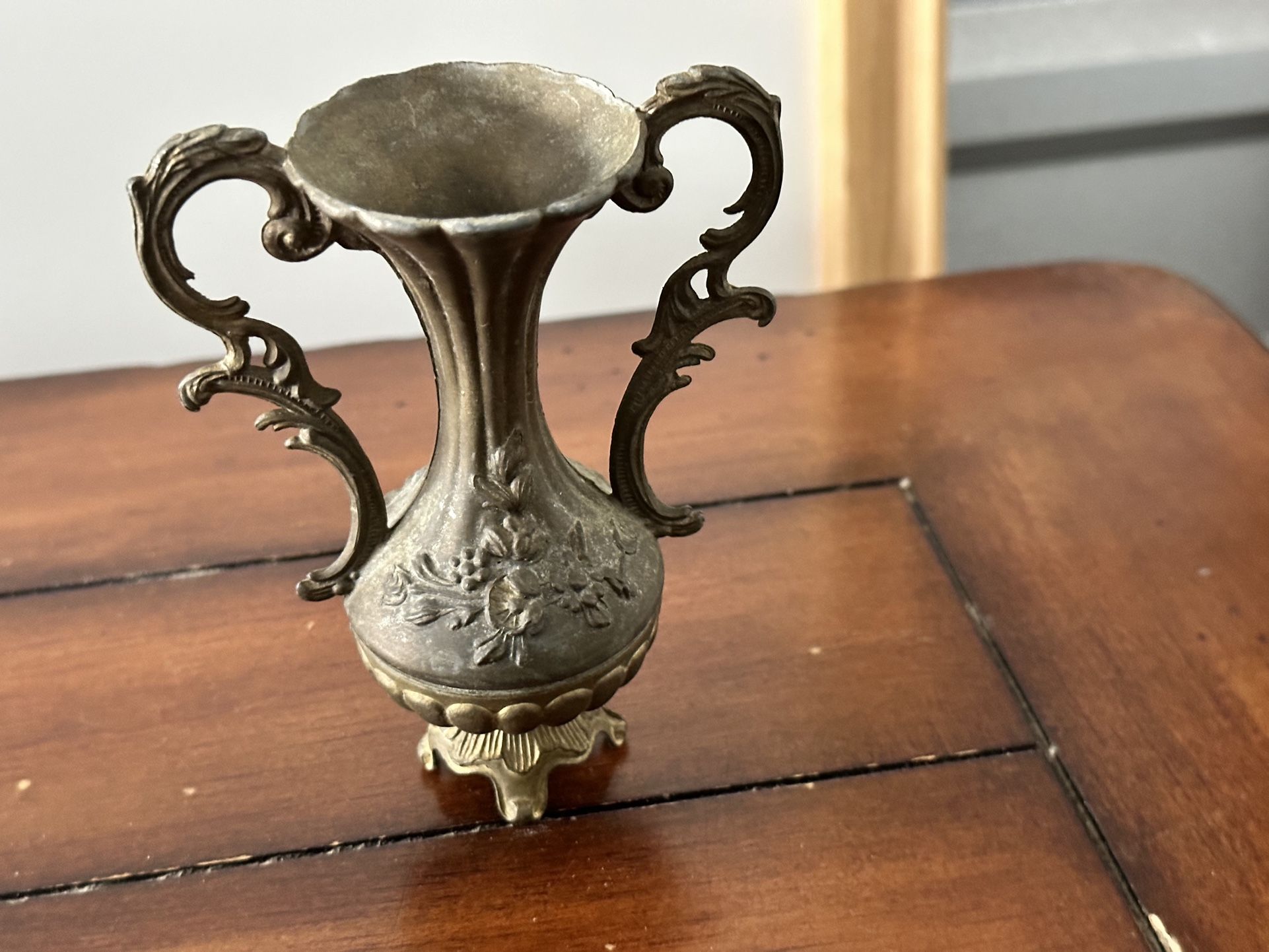 Victorian Italian BUD VASE With Handles | Made in Italy Brass-Metal Vase 5”