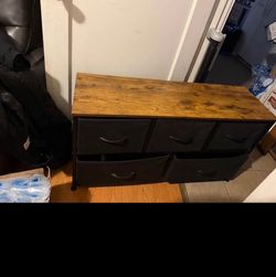 6-Drawer Fabric Dresser with Wood Top
