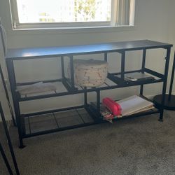 Industrial Black Metal Console Table / Storage Shelf