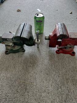 Two Heavy Duty Bench Vises