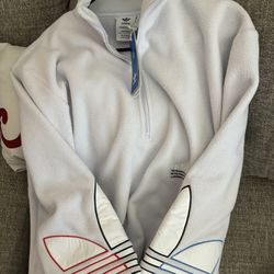 Adidas (New) Adicolor Polar Fleece Half Zip White Sweatshirt