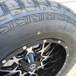 4 New 20X10 Black& Silver TIS Rims & LT 35 12.50 20 Gladiator M/T 10lly Tires 8X170 -19MM Offset