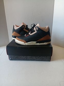 Air Jordan’s 3 Retro (gs) Black/rush Orange-fossil Stone Noir/orange  Size 7 Y