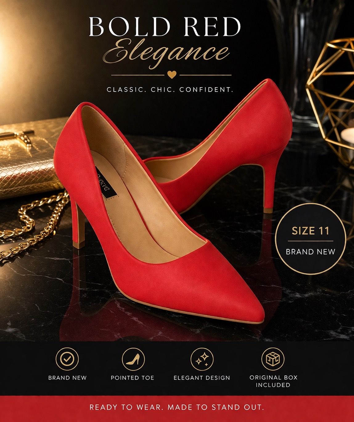 Beautiful White & Red Heels – – Brand New Never Worn