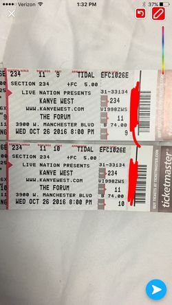 2 KANYE WEST CONCERT TICKETS