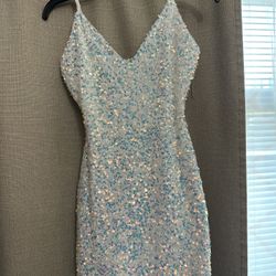 White Short Lentejuela Party Dress