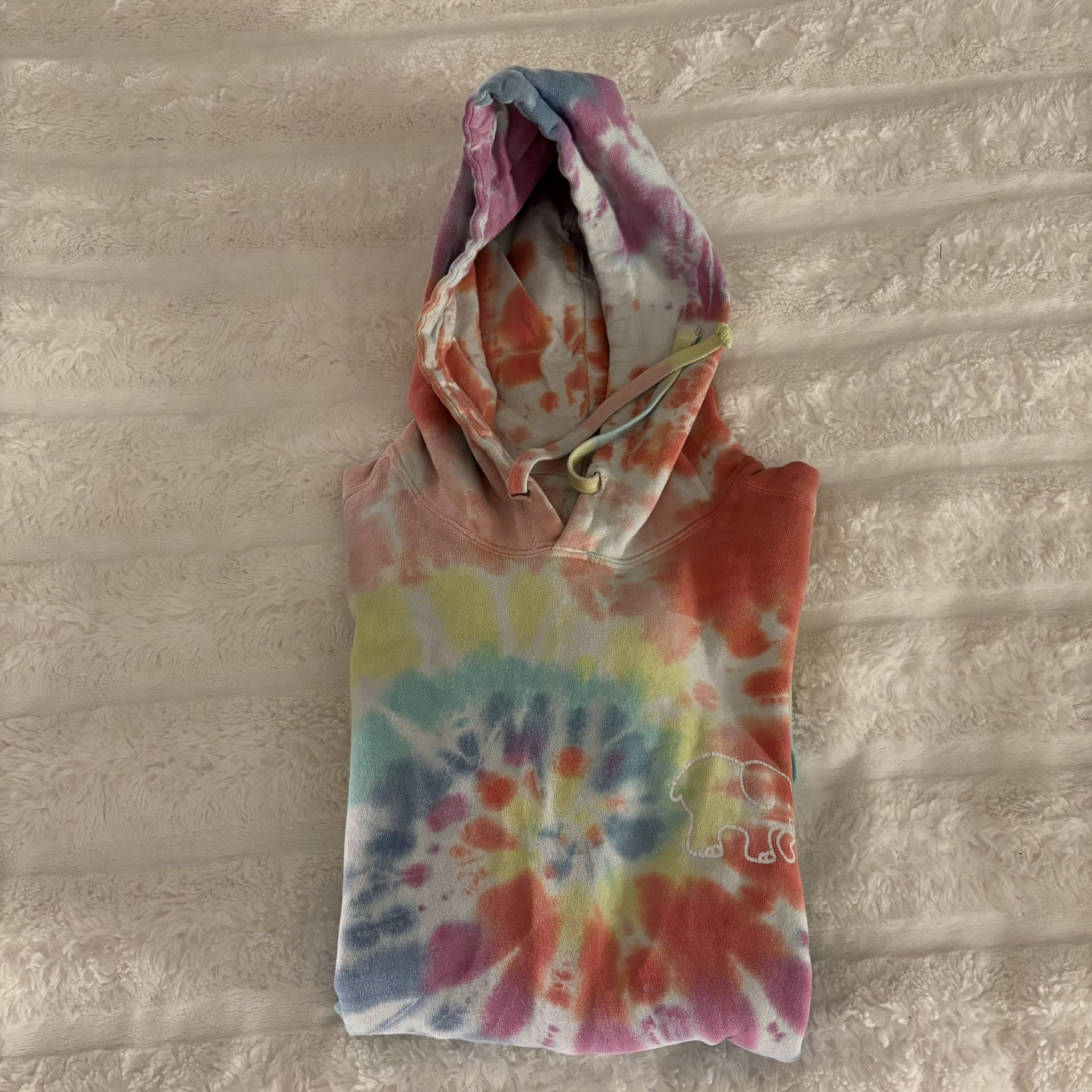 Women's Ivory Ella Oversized Rainbow Tie Dye Hoodie Small
