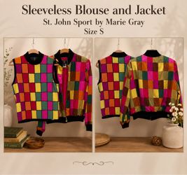 St. John Sport Colorblock Blouse & Jacket Set Size S