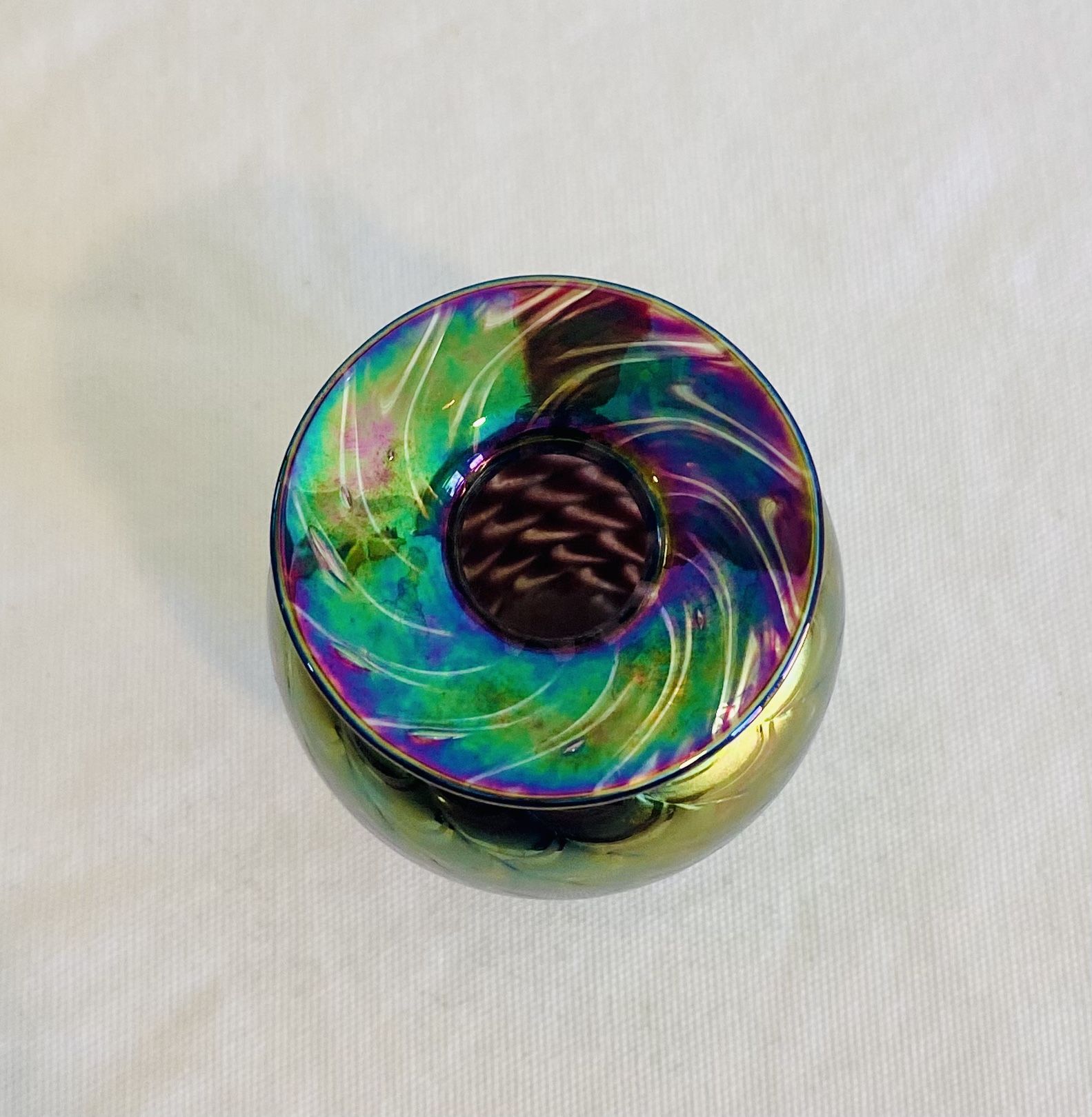 Glass Eye Studio Iridescent Hand Blown Pulled Feather Vase Signed/Dated VINTAGE!