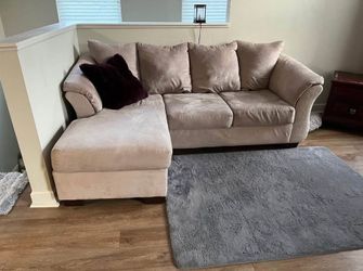 Microsuede Beige 90” Reversible Chaise Sectional Sofa from Ashley Furniture