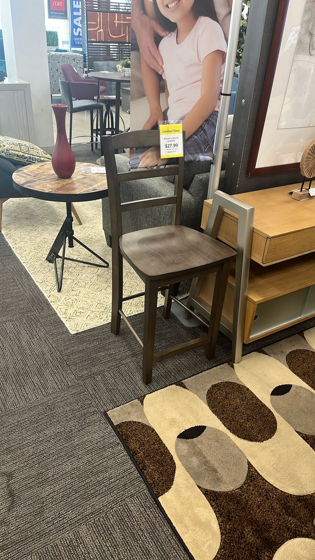 Wooden counter height stool