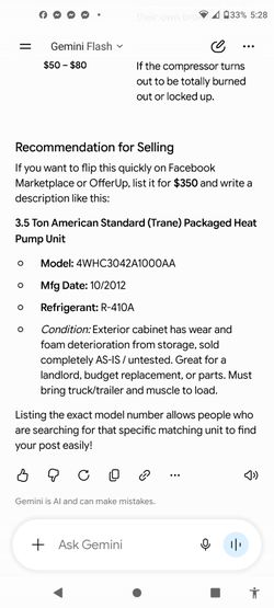 3.5 ton american standard. TRANE. Packaged heat pump unit